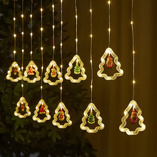 LED гірлянда-штора SFK-22, є ляльки з іграшкою, 8 режимів роботи, тепле світло, 3 м х 0,8 м - фото 2
