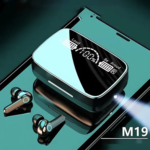 Бездротові спортивні навушники TWS M19, Bluetooth гарнітура в зарядному кейсі, з ліхтариком - фото 4