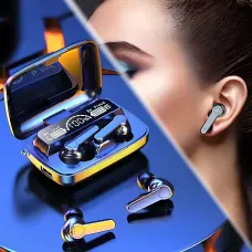 Беспроводные спортивные наушники TWS M19, Bluetooth гарнитура в зарядном кейсе, с фонариком