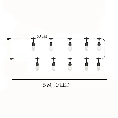 Світлодіодна вулична гірлянда в стилі ретро-лампочок SFK-12, 5 м, 10 LED, работа от 220V - фото 6
