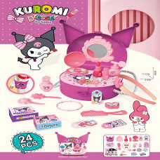 Детский набор игрушечной косметики Kuromi – 26 предметов в чемодане с острыми ушками, фиолетовый