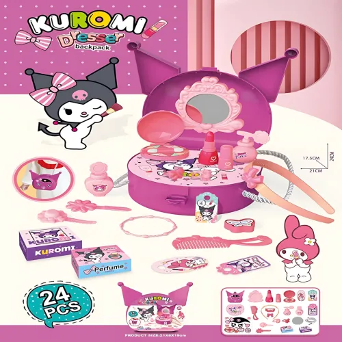 Детский набор игрушечной косметики Kuromi – 26 предметов в чемодане с острыми ушками, фиолетовый - фото 2