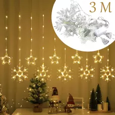 Святкова гірлянда-штора «Сніжинка та зірочка» 3 м x 80 см SFK-19, тепле біле світло, 8 режимів