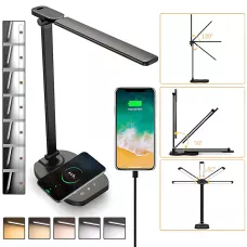Настільна лампа Table lamp AND HA-85 з бездротовою зарядкою, складаною конструкцією, портом USB + таймером