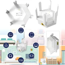 Репітер Wi-Fi сигналу AND LV-WR56T, бездротовий підсилювач сигналу, 300 Мбіт/с, 6 антен, Ethernet RJ45