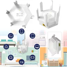 Репітер Wi-Fi сигналу AND LV-WR56T, бездротовий підсилювач сигналу, 300 Мбіт/с, 6 антен, Ethernet RJ45