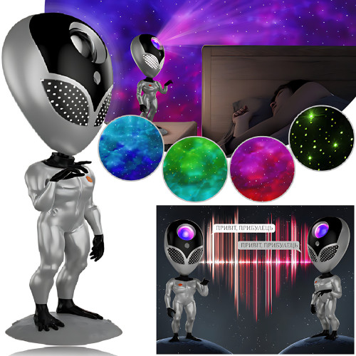 Многоцветная лампа-проектор звездного неба STAR PROJECTOR ALIENSUN – 16 режимов, пульт управления, USB - фото 10