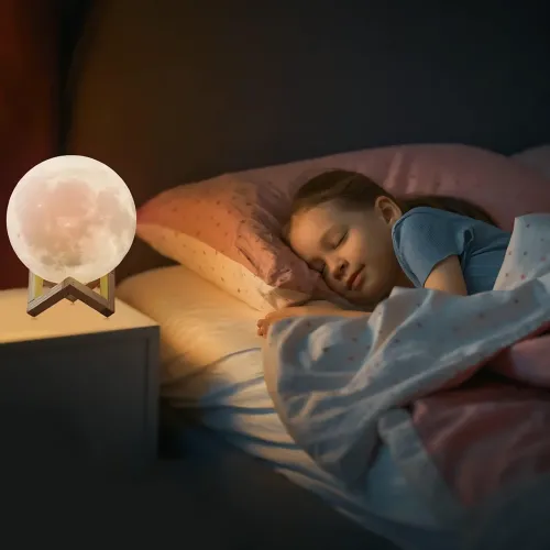 Нічник Місяць 3D Color LY-167 — настільний акумуляторний світильник із пультом і підставкою, 15 см - фото 7