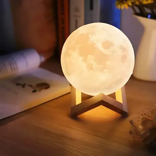 Нічник Місяць 3D Color LY-167 — настільний акумуляторний світильник із пультом і підставкою, 15 см - фото 4