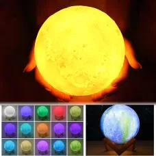 Нічник Місяць 3D Color LY-167 — настільний акумуляторний світильник із пультом і підставкою, 15 см