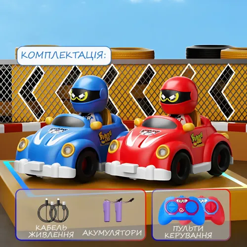 Набір радіокерованих картинг-машинок dodgem YJ-143-1 для 2 гравців із фігурками, катапультою, світлом і звуком - фото 10