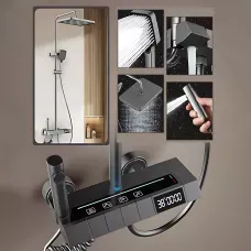 Душевой комплект shower AND AA6-6 с дисплеем, термостатом, набор для ванной 4 в 1, нержавеющая сталь, черный