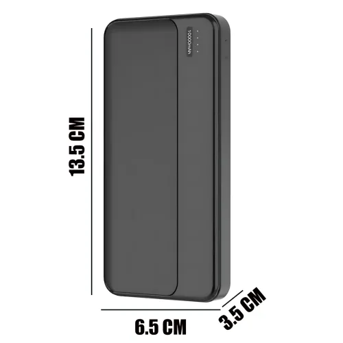 Повербанк РВ-01А, портативний зарядний, зовнішній акумулятор Power Bank 10000 mAh, 2 usb + type-c, 2.1 A, чорний - фото 8