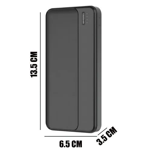 Повербанк РВ-01А, портативний зарядний, зовнішній акумулятор Power Bank 10000 mAh, 2 usb + type-c, 2.1 A, чорний - фото 8