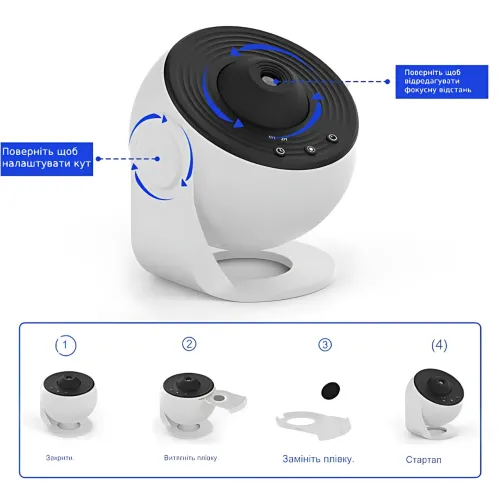 Проектор звездного неба вращающийся на 360°, светильник-планетарий Galaxy Projector - фото 8