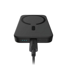 Портативный аккумулятор с беспроводной зарядкой PPCX 020001, power bank с индикацией заряда, черный
