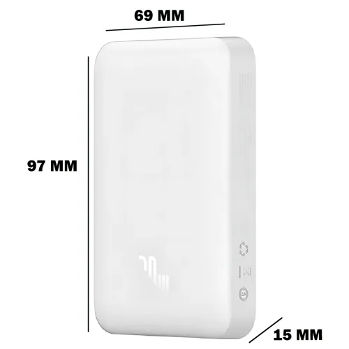 Портативний акумулятор із бездротовою зарядкою PPCX 020002, power bank з індикацією заряду, білий - фото 10