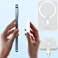 Портативний акумулятор із бездротовою зарядкою PPCX 020002, power bank з індикацією заряду, білий