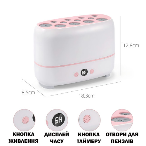 Сушарка для пензлів для макіяжу RD-1809 на 12 пензлів, електрична, з таймером - фото 7