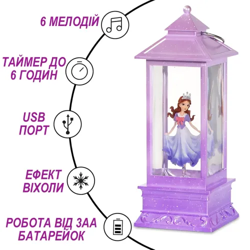 Портативный светильник балерина Анна, декоративная USB-лампа с аккумулятором, эффектом вьюги, 6 мелодиями - фото 5