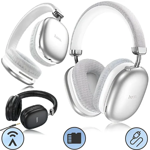 Bluetooth-навушники HOCO W35 wireless headphones, бездротова гарнітура з мікрофоном, до 40 годин роботи Сріблястий