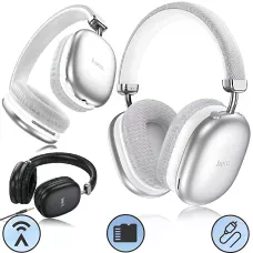 Bluetooth-навушники HOCO W35 wireless headphones, бездротова гарнітура з мікрофоном, до 40 годин роботи Сріблястий