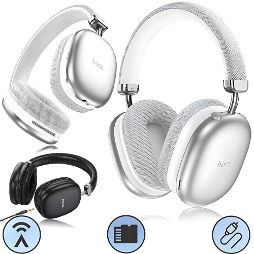 Bluetooth-навушники HOCO W35 wireless headphones, бездротова гарнітура з мікрофоном, до 40 годин роботи Сріблястий