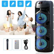 Бездротова портативна колонка Bluetooth TTD-2810 з дротовим мікрофоном, 8,5'', 2х20 Вт, RGB