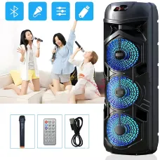 Бездротова портативна колонка Bluetooth TTD-2810 з дротовим мікрофоном, 8,5'', 2х20 Вт, RGB