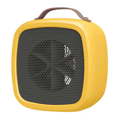 Портативний настільний міні нагрівач, тепловентилятор Wenguo 500W, 3 швидкості, захист від перевантаження, жовтий - фото 2
