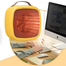 Портативний настільний міні нагрівач, тепловентилятор Wenguo 500W, 3 швидкості, захист від перевантаження, жовтий