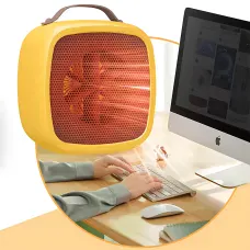 Портативний настільний міні нагрівач, тепловентилятор Wenguo 500W, 3 швидкості, захист від перевантаження, жовтий