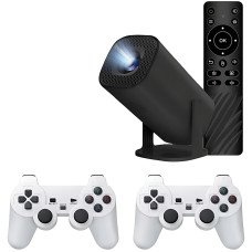 Мультимедійний смарт-проєктор P30 MAX Black 2 в 1, з ігровою приставкою і двома джойстиками для відеоігор