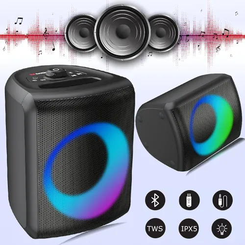 Bluetooth колонка Monster Musicbox 40W, мини динамик MS22150 – влагозащита IPX5, RGB подсветка, Li-Ion 2000мАч