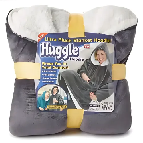 Huggle Hoodie: Двостороння плюшева Толстовка-Плед, тепле худі покривало, 80x100 см - фото 10