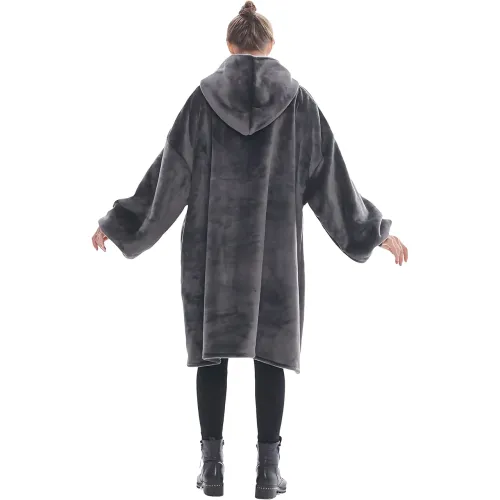 Huggle Hoodie: Двостороння плюшева Толстовка-Плед, тепле худі покривало, 80x100 см - фото 5