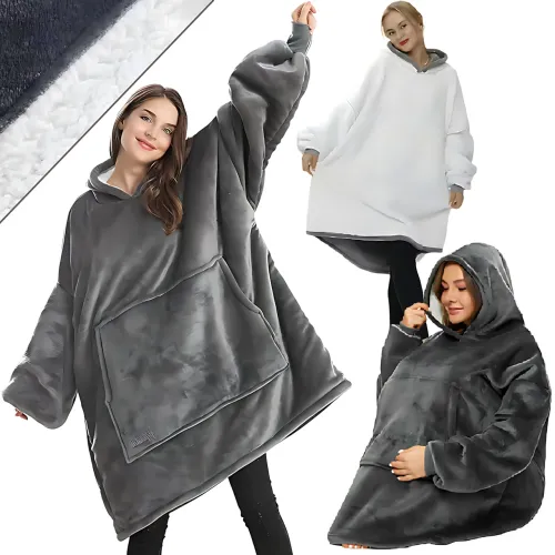 Huggle Hoodie: Двостороння плюшева Толстовка-Плед, тепле худі покривало, 80x100 см - фото 2