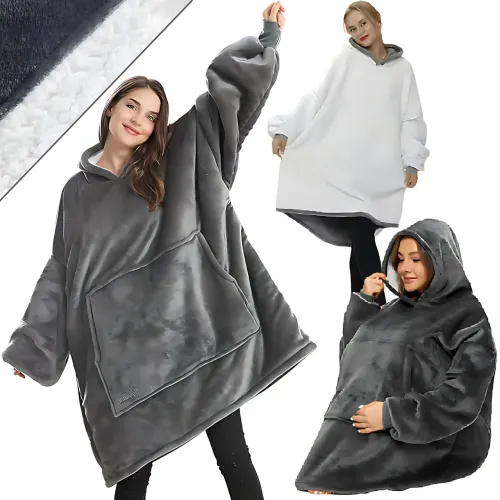 Huggle Hoodie: Двостороння плюшева Толстовка-Плед, тепле худі покривало, 80x100 см - фото 2