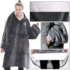 Huggle Hoodie: Двостороння плюшева Толстовка-Плед, тепле худі покривало, 80x100 см