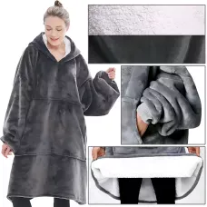 Huggle Hoodie: Двостороння плюшева Толстовка-Плед, тепле худі покривало, 80x100 см