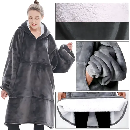 Huggle Hoodie: Двостороння плюшева Толстовка-Плед, тепле худі покривало, 80x100 см