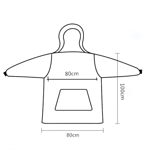 Huggle Hoodie: Двостороння плюшева Толстовка-Плед, тепле худі покривало, 80x100 см Чорний - фото 7
