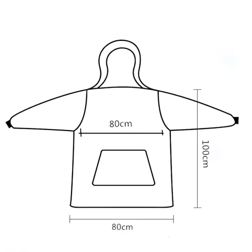 Huggle Hoodie: Двостороння плюшева Толстовка-Плед, тепле худі покривало, 80x100 см Чорний - фото 7