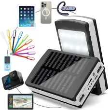 Металлический POWER BANK 90000mah (реальный 4800) с солнечной зарядкой и ярким LED фонариком