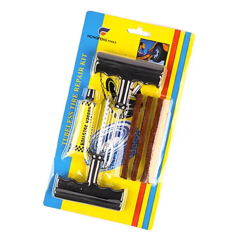 Комплект для ремонту безкамерних шин tubeless tyre repaoir kit — 3 джгута, клей-активатор, інструменти, блістер - фото 8