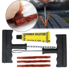 Комплект для ремонту безкамерних шин tubeless tyre repaoir kit — 3 джгута, клей-активатор, інструменти, блістер