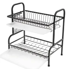 Сушилка для посуды Kitchen rack double deck design, кухонная сушка подставка органайзер из нержавеющей стали