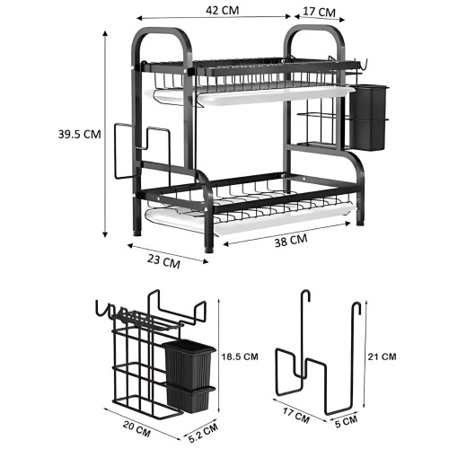 Сушилка для посуды Kitchen rack double deck design, кухонная сушка подставка органайзер из нержавеющей стали - фото 6