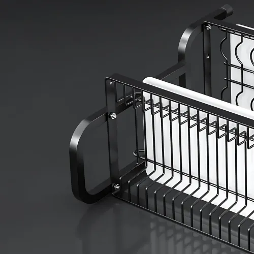 Сушарка для посуду Kitchen rack double deck design, кухонне сушіння підставка органайзер із неіржавкої сталі - фото 4