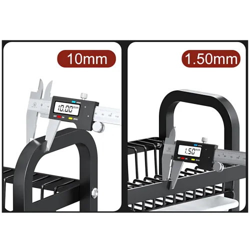 Сушарка для посуду Kitchen rack double deck design, кухонне сушіння підставка органайзер із неіржавкої сталі - фото 6